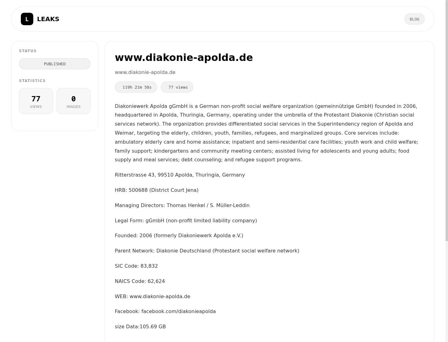 Screenshot der Detailseite