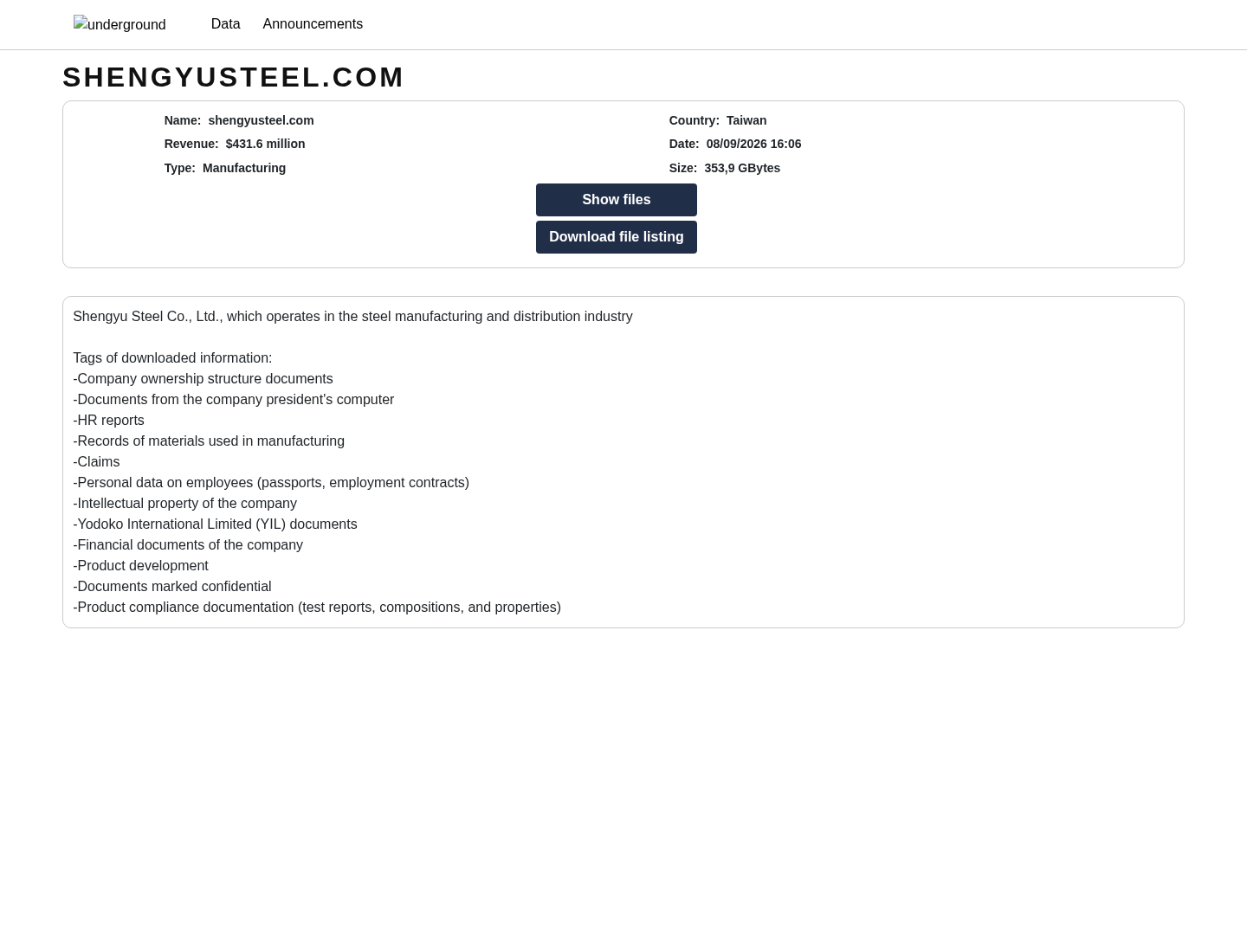 Screenshot der Detailseite
